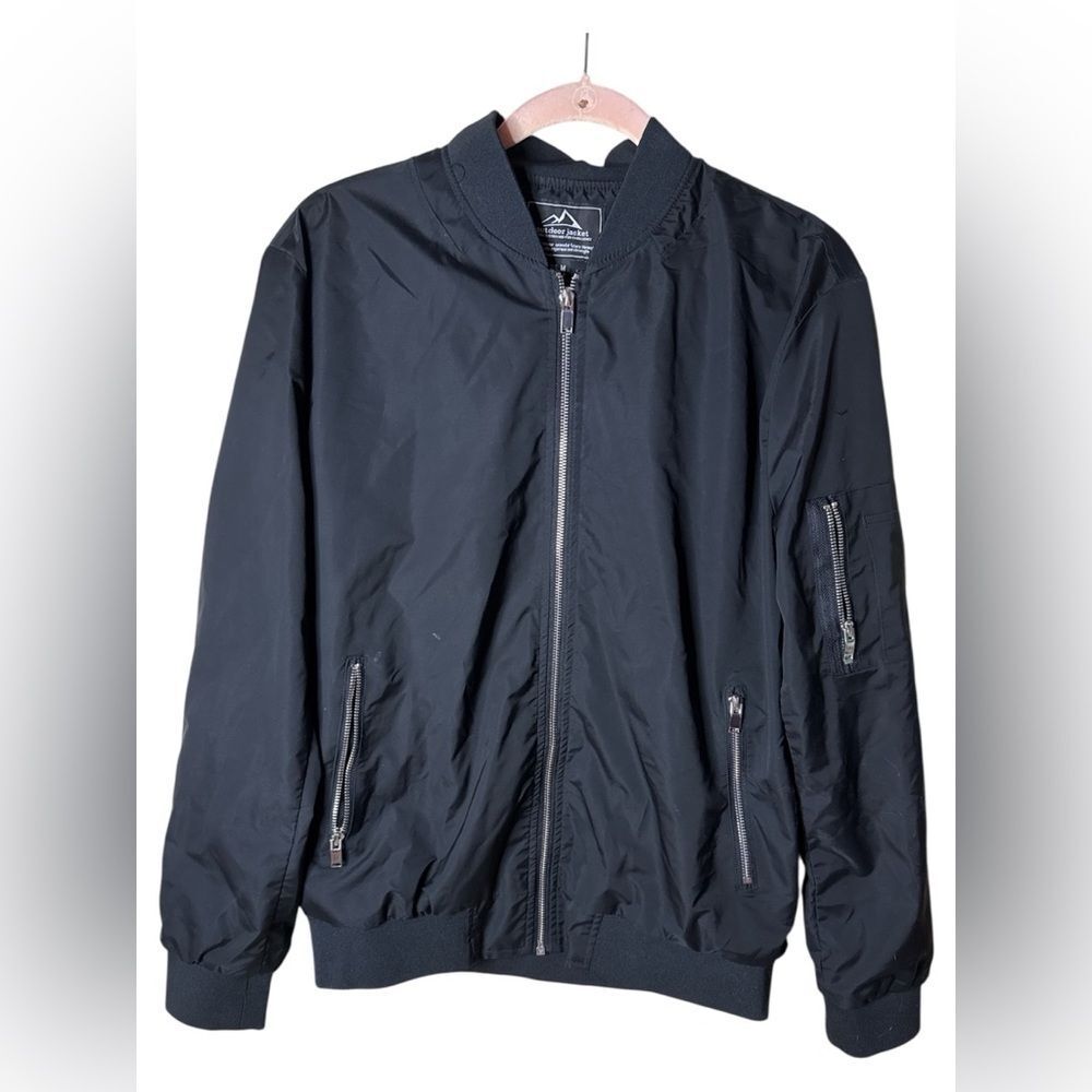 Outdoor jacket brand Classic Black Bomber zippers Elastic waist Jacket for Men